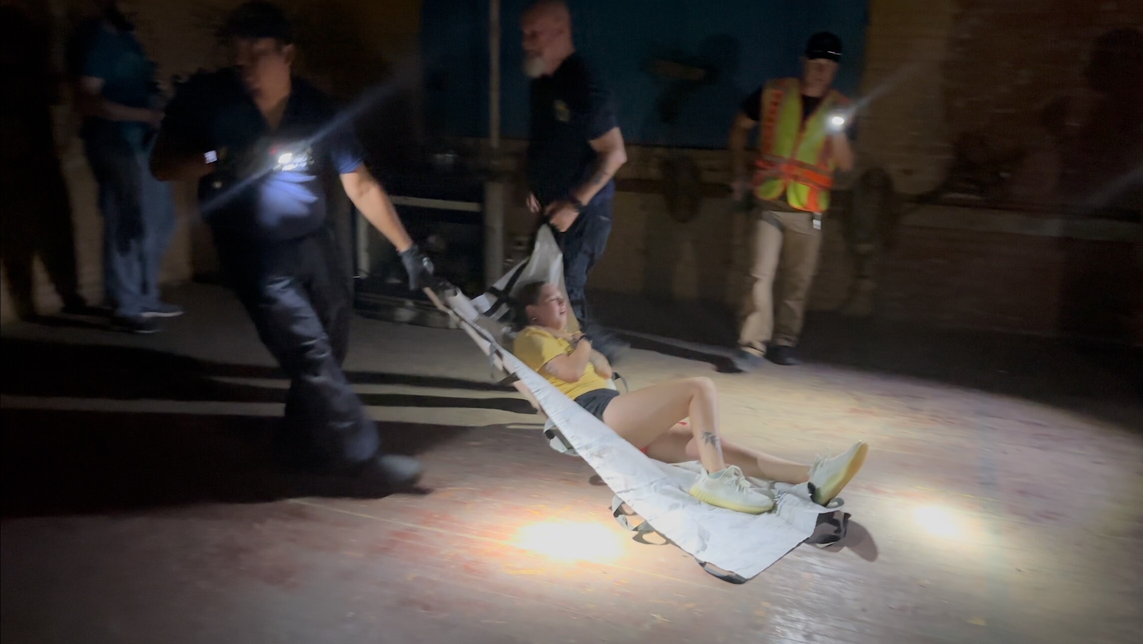 Norman Regional EMSSTAT NAEMT Training pulling victims from mass casualty event.